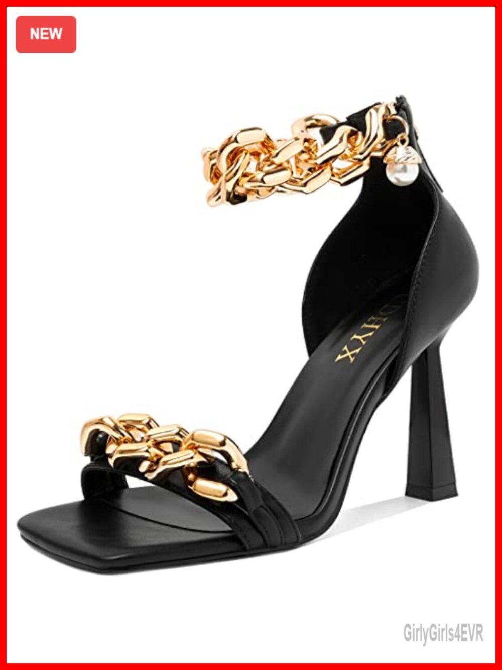 Stiletto Heel Sandals Square Open Toe Ankle Strap Faux Leather